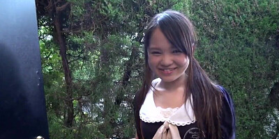 Cute Asian maid is sucking a dick in point of view