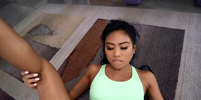 Asian MILF loves having a thick white cock up her ass