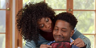 Naughty Ebony sluts get fucked by the same well-hung black lover