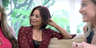 Three astonishing MILFs are taking turns on that hard pecker