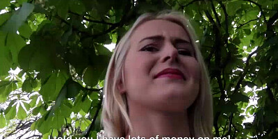Gorgeous blonde Aisha considers fucking outdoors for money