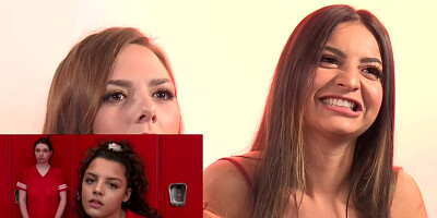 Three naughty webcam girls are enjoying watching some porn together