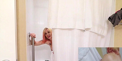 Jane Cane blows her stepbro and gets fucked under the shower