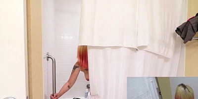 Jane Cane blows her stepbro and gets fucked under the shower