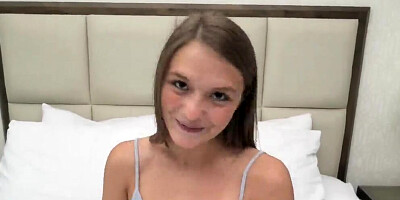 This cute newbie from the Midwest gives a sloppy blowjob