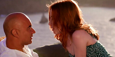 Ginger girl Lottie Magne is having steamy sex on the balcony