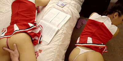 Cheerleader whore fucks her brother and BFF