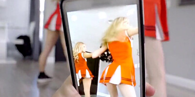 Cheerleading StepSis And BFF Make Me Cum On Their Pom Poms