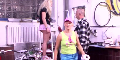 Cock hungry German blonde is getting bonked by a perverted fella