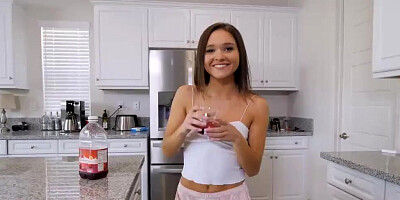 Lovely brunette teen girl is having POV intercourse with her naughty stepbro