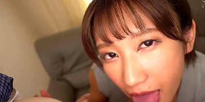 Cute Asian chick is sucking dude's prick and gets bonked in the kitchen