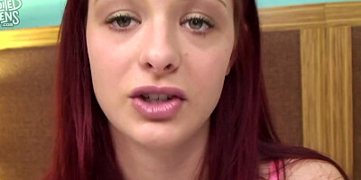 Redhead cooze with big tits and shaved pussy is enjoying this hard cock