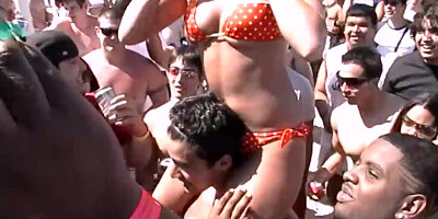 Insane spring break beach party with hot naked real girls