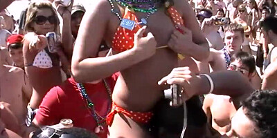 Insane spring break beach party with hot naked real girls