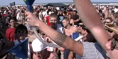 Insane spring break beach party with hot naked real girls