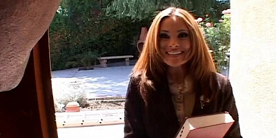 Splendid girl Ginger Lea sucks a massive cock and takes a hammering