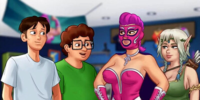 Summertime Saga: Stepsister Jerks Her Stepbrother's Dick On Cam Show - Ep98