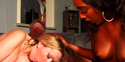 Cougars Mariska X and Amber Jayne in interracial sex orgy