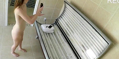 SPYFAM Step Bro Creeps on Tanning Step Sister