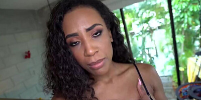 Spicy black girl Demi Sutra gets wild on a hard cock