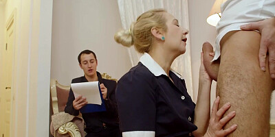 MILF housemaid sucks a dick and fucks in this hardcore video