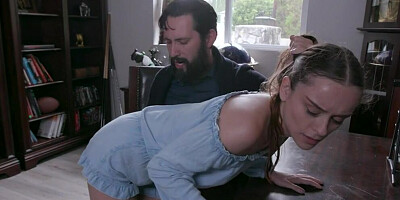 Tattooed guy spreads that lovely girl and fucks her to the balls