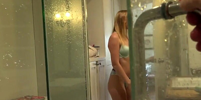 Lovely amateur girl strips naked and fucks in a homemade video