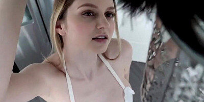 Two juicy girls are licking while sharing that horny guy