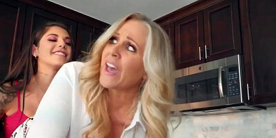 Teen gina fucks stepma w strapon in front of dad!