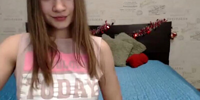 Amateur teen girl wants to show you her natural tits before masturbation
