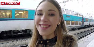 Teen Blonde Lured with Sex in the Train Station
