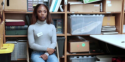 Big titted ebony teen suspect anal fucked by LP officer