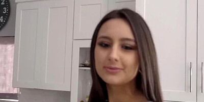 Alluring brunette girl is banged by her stepdaddy in the kitchen