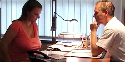 Boss bends over chubby mature secretary and fucks her doggystyle