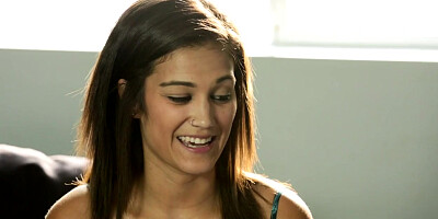 Petite beauty enjoys her massage and bj