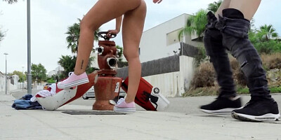 Juicy girl Claudia Bavel rides a hard cock on the street