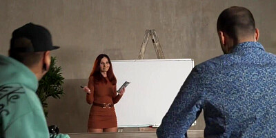 Presenting something and accidentally flashing them