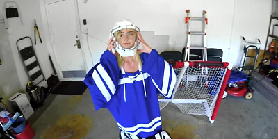 Blonde chick is being fucked by her stepbrother in the garage