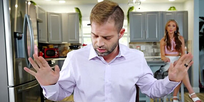 Inked blonde blows a lucky man and gets hammered doggystyle