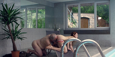 A lucky grandpa is having some sexual fun with a young gal