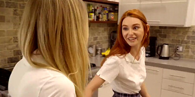 Lucky boy has sex with stepsister and her red-haired GF