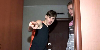 Teen dude lets his buddy bang the aching twat of his babe