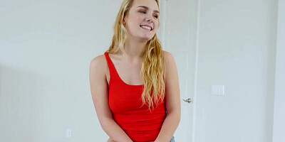Petite Teen blonde Stepsister Natalie wants to Learn!