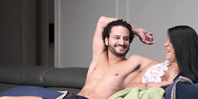 Fucking my stepbrother in our rich parents’ living room