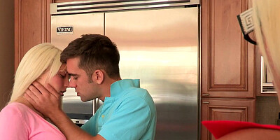 Busty MILF seduces stepdaughter's boyfriend and makes him lick her pussy