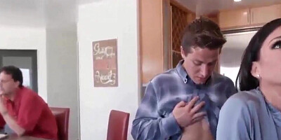 Stepson fucks his gorgeous stepmom in front of her cuckold husband