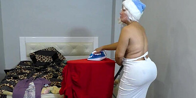 A mature housewife was doing household chores when her stepson started fucking her in anal