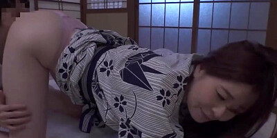 Kinky guy plays with busty Asian stepmom's tits while fucking her