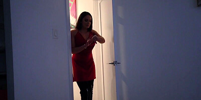 Young Latina mommy loves giving blowjobs to her naughty stepson with a big cock