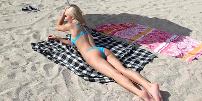 Sunny beach sex with busty amateur banging in the sand
